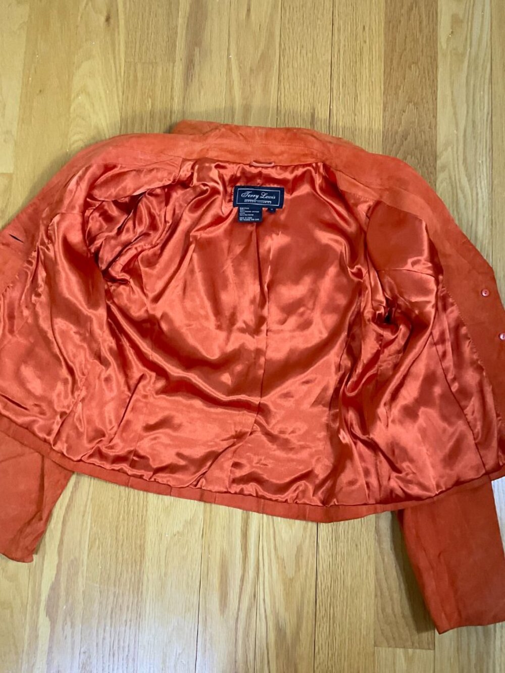Bernardo Suede Jacket Blazer Orange Leather (M) - Picture 6 of 9